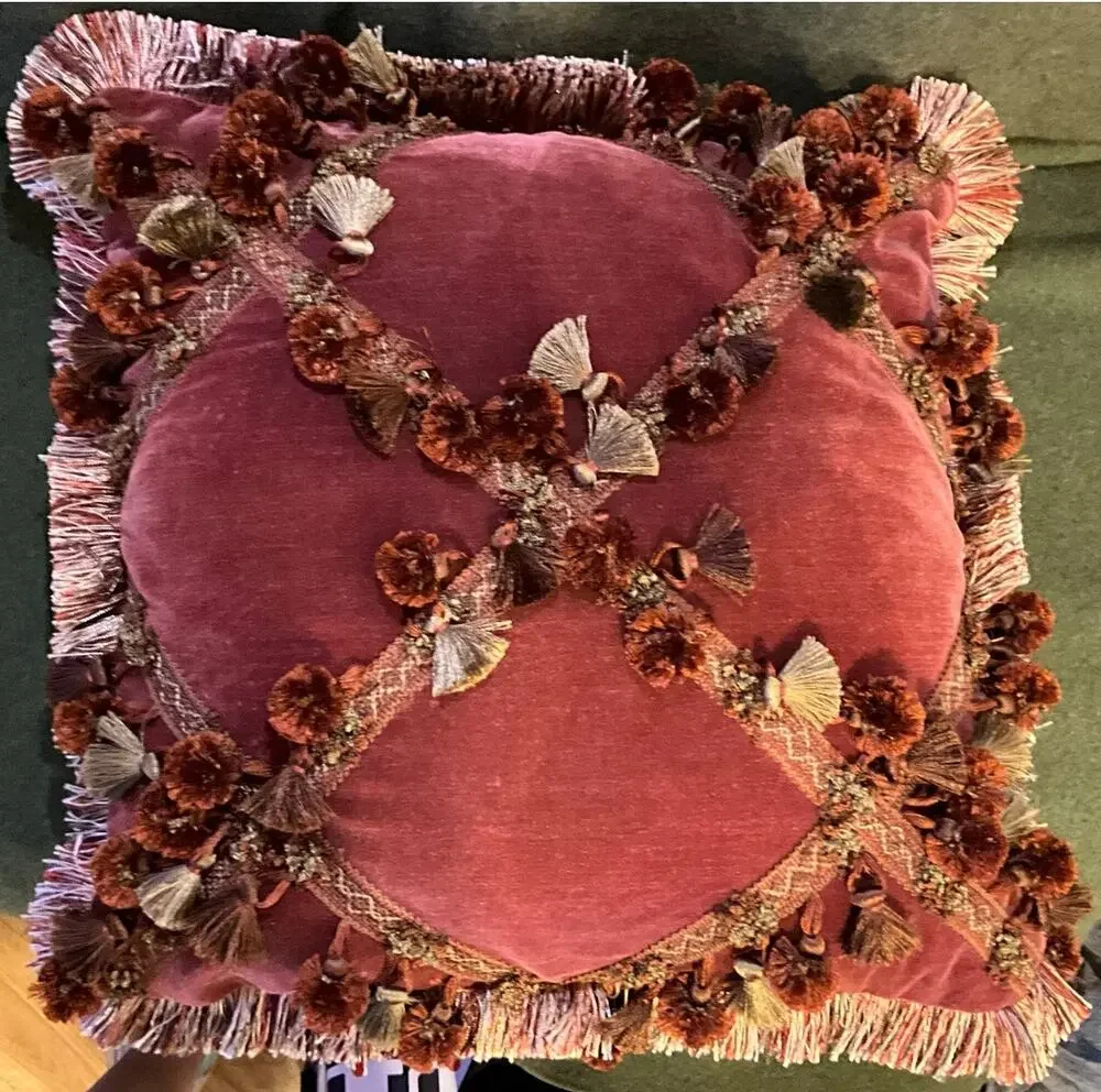 VTG Velour Decorative Feather Pillow 18